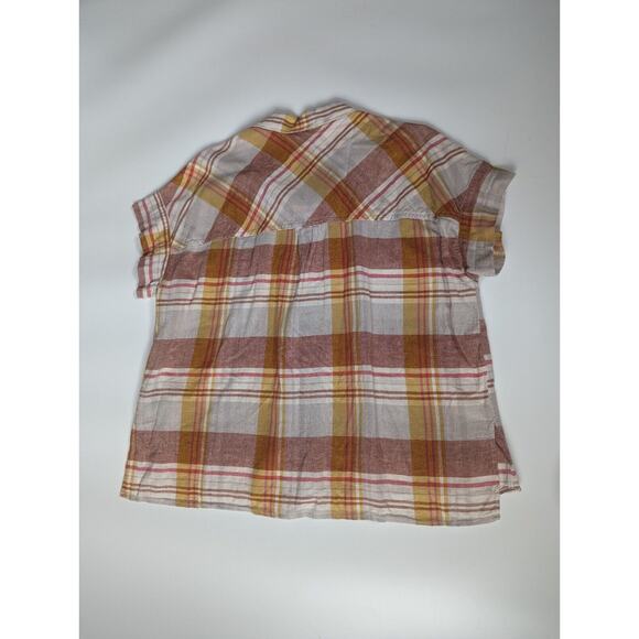 Sanctuary Plaid Linen Cotton Blend Shirt Sleeve Button Down Sz S/M Shirt - Picture 2 of 6